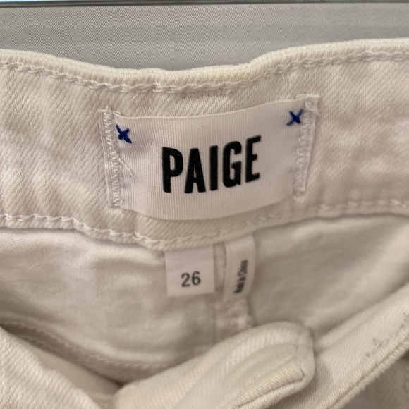Paige jimmy jimmy 5 pocket cuffed hem white denim shorts, size 26 - Picture 2 of 5